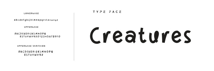 Kids style colorful font design, playful childish alphabet, letters and numbers vector illustration