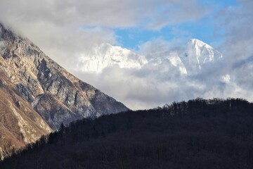 snow covered mountains