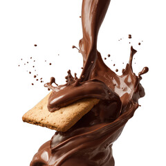 Chocolate Splash with Biscuit on white background