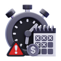 Stopwatch with Calendar and Warning Sign