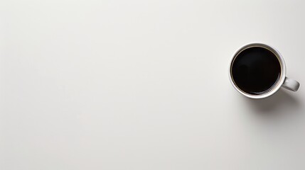 Minimalist office desk with coffee cup and notebook on white background, ideal for graphic design