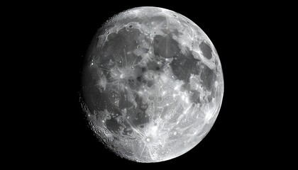 Obraz premium Detailed Lunar Surface: High-Resolution Black and White Moonscape