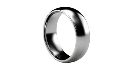 Fototapeta premium Silver wedding ring shiny jewelry circular band love symbol marriage accessory object isolated on white background 