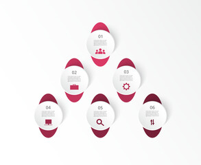 Step by step infographic template with 6 options, parts or processes.