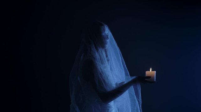 Dead bride ghost in Halloween horror concept