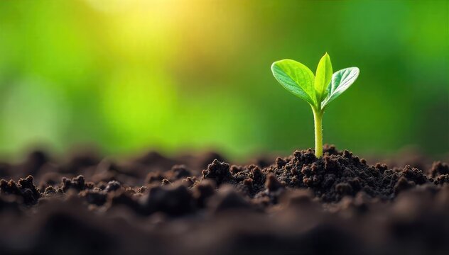 Tiny seedlings sprout from fertile soil, representing new life and growth A vibrant image symbolizing the nurturing of potential and the promise of the future , ecology, seedlings
