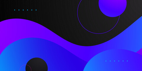 Abstract colorful gradient blue and purple wave fluid pattern on black color background design. Trendy banner concept. EPS10 vector