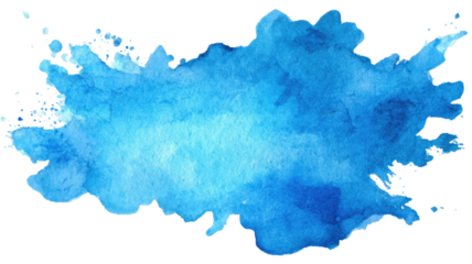 Irregular light blue watercolor stain abstract paint splash artistic blot ink texture graphic element object isolated on white background