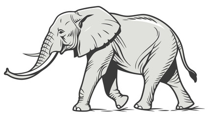 Obraz premium Illustration of an Elephant Walking Grey Wildlife Animal African Elephant Mammal Tusks Trunk Nature Wild Animal Graphic Design Vector Illustration Clipart Zoo Animal Safari Animal.