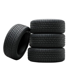New_Black_Automotive_Tires_Stacked_LeanBackground_Isolated © AkumallaAdilakshmi