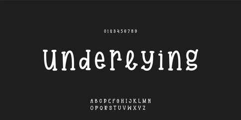 Playful style font design, childish alphabet letters and numbers vector illustration