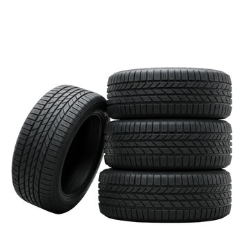 New_Black_Automotive_Tires_Stacked_LeanBackground_Isolated