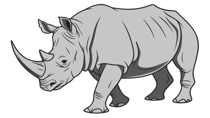 Fototapeta premium Rhinoceros illustration grey rhino wildlife animal African mammal powerful creature endangered species horn thick skin herbivore wild animal drawing zoo animal nature illustration saf.