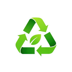 Obraz premium Green recycling symbol with a leaf in the center isolated on transparent background