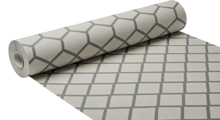 Gray geometric wallpaper pattern rolls out. Ideal for interior design, product display, presentation background.