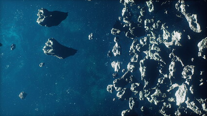 Many big asteroids in space