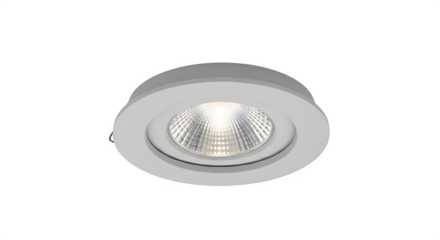 White recessed light glows, showcasing modern lighting design. Perfect for interior design mockups, advertising, or product photography.