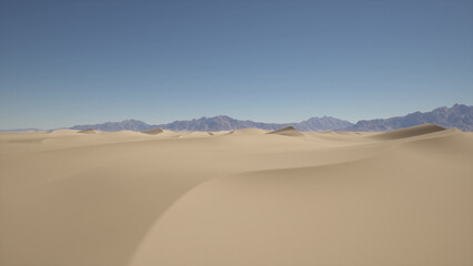 A breathtaking desert landscape with majestic mountains in the distance © icetray