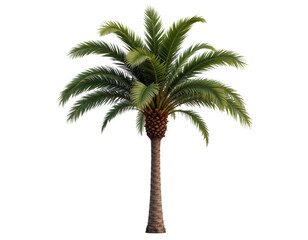Lush Green Palm Tree with Thick Trunk and Vibrant Fronds