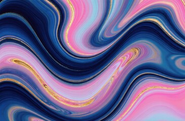Vibrant abstract swirls with pink, blue, and gold marbling patterns