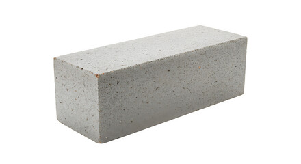 Gray concrete brick shows rough texture. Studio shot, hard lighting highlights surface detail, for construction, architecture, or backdrop.