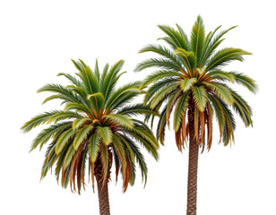 Fototapeta premium Two Lush Tropical Palm Trees with Vibrant Green Leaves