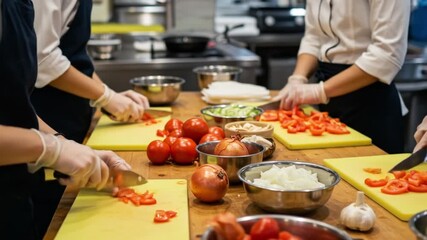 Chef chopping vegetables for cooking preparation - Powered by Adobe