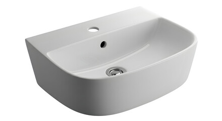 White, glossy sink displays smooth, minimalist surface against a black background. Ideal for product photography, bathroom design.