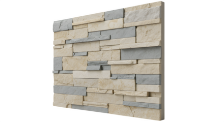 Stone texture shows gray and beige brick surface. Use for architecture, construction, home, interior design, and product presentation.