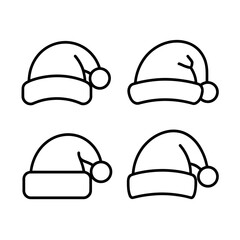 Santa, Claus, Christmas, holiday, festive, winter, hat, beanie, pompom, sketch, drawing, outline, monochrome, illustration, clipart, graphic, vintage, doodle, cartoon, design, decor, printable, digita