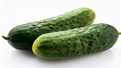 Fresh cucumbers isolated on white background. Raw organic vegetable for cooking, diet, and healthy eating.