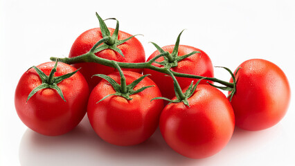 Fresh tomatoes isolated on white background. Raw organic vegetable for cooking, diet, and healthy eating.