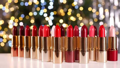 Row of lipsticks in various colors