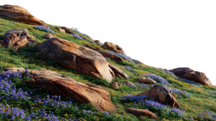 Rocky Slope Covered in Wildflowers