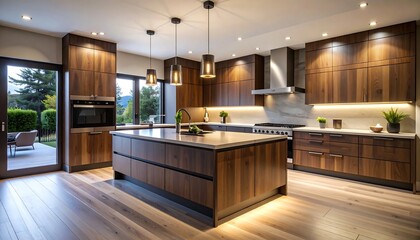 Modern kitchen with wood cabinetry