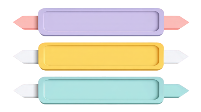 Three Pastel Colored Rectangular Shapes with Pointed Ends - Powered by Adobe