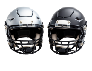 Modern Football Helmets in Silver and Black Color Variations