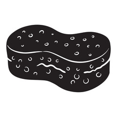 black and white silhouette of a Bath sponge vector on a white background