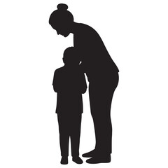 Silhouette of a mother comforting her son, conveying care and emotional support in a moment of connection