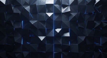 Abstract dark geometric background with glowing blue lines for modern design