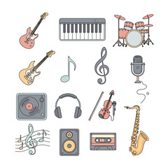 Musical Instruments Collection - Guitars, Keyboard, Drums, and More.