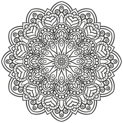 Luxury Pattern of Floral Mandala in Black and Whit
