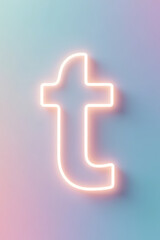 Fototapeta premium Lowercase t in abstract minimalist form with glowing edges, pastel gradient background, clean balance