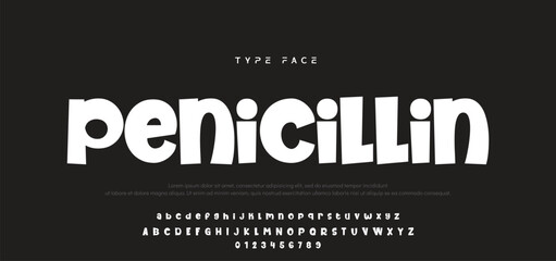 Playful cartoon Font, funky typeface for joyful brings life designs like children's artwork, birthday invitations, playful branding, and carnival typography. Vector typeset