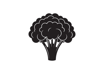 Bold Black Silhouette of Broccoli Vegetable: Healthy Eating Icon.