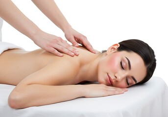 Obraz premium Woman receiving a back massage in a spa.