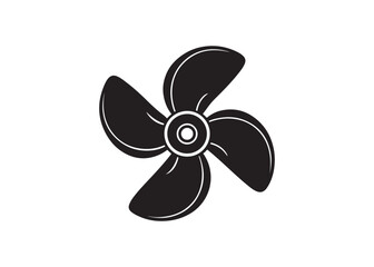 Four-Blade Propeller Icon: Black and White Minimalist Design, Industrial, Technical Illustration.