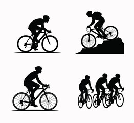 Fototapeta premium Dynamic Silhouettes of Cyclists in Motion Illustrating Speed and Adventure