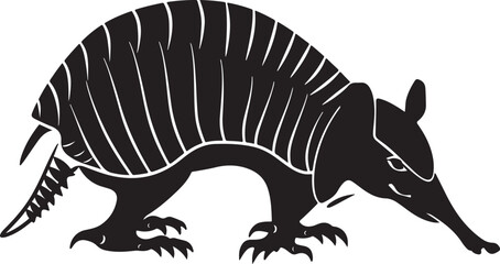 Obraz premium Bold black armadillo illustration on white backdrop
