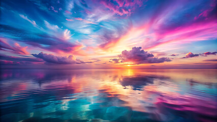 Obraz premium Pastel Glowing Horizon Blending Pink Violet And Orange Surreal Skies